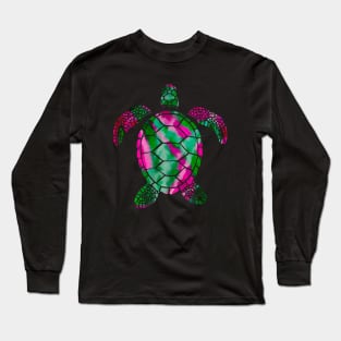 Pink and Green Watercolor Sea Turtle Long Sleeve T-Shirt